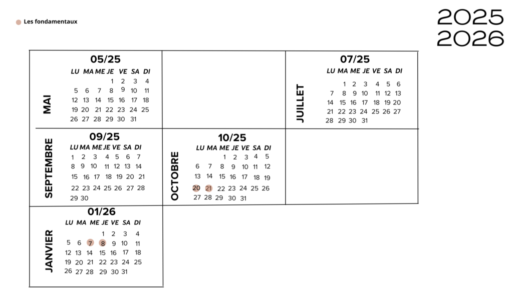 Calendrier de formation pour l'école Camille Becht